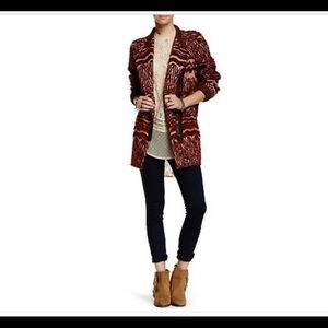 Red Combo Faux Fur Patterned Coat